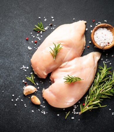 chicken,meat,at,black,background.