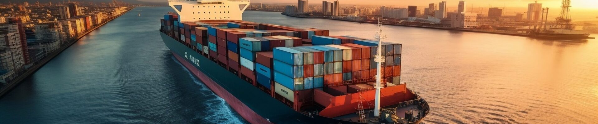 a massive container ship sailing on the open sea. ai